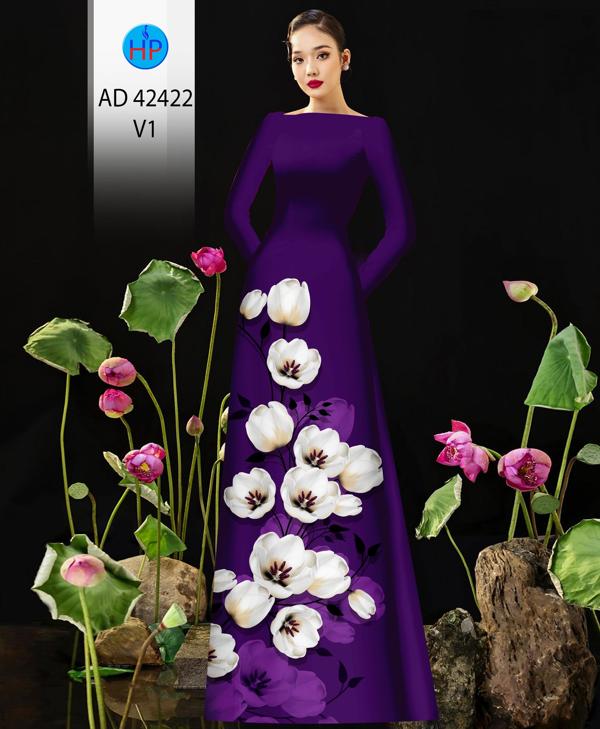 Vải Áo Dài Hoa In 3D AD 42422 6